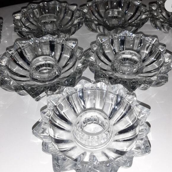 CRISTAL DE FLANDRE CANDLE HOLDERS 8 FRENCH VINTAGE CRYSTAL FLORILEGE 3 5/8" - Picture 2 of 12